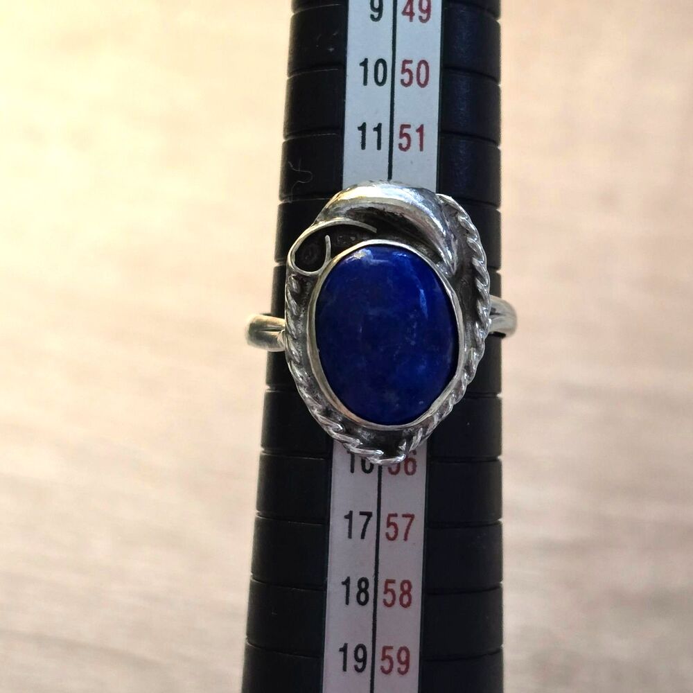 Vintage Native Sterling Silver Artisian Lapis Lazuli Ring Sz 6.5